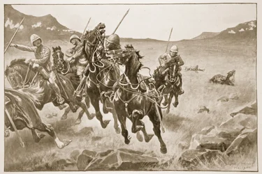 Durch das Spießrutenlaufen: eine Lanzenpatrouille unter Kreuzfeuer, Illustration aus 